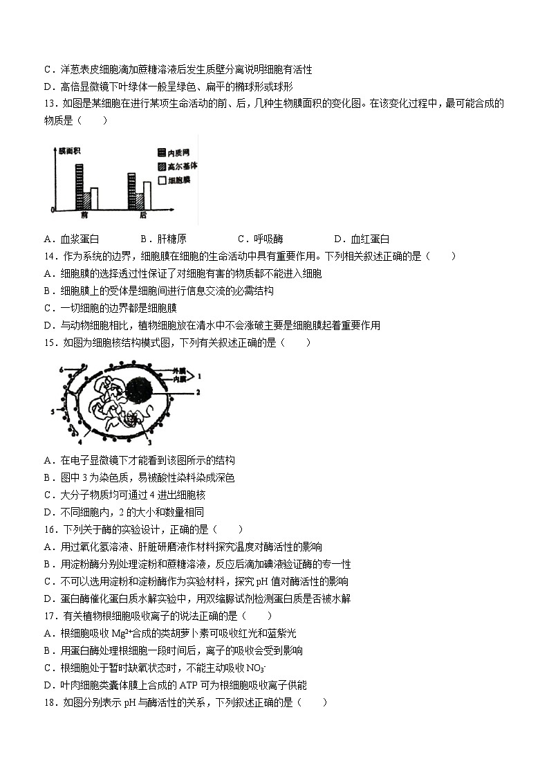 广西柳州市柳州高级中学2023-2024学年高一上学期期末生物试题第3页