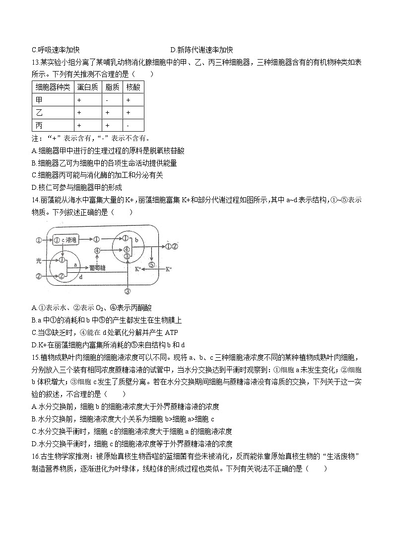 广西柳州铁一中学2023-2024学年高一上学期期末生物试题03