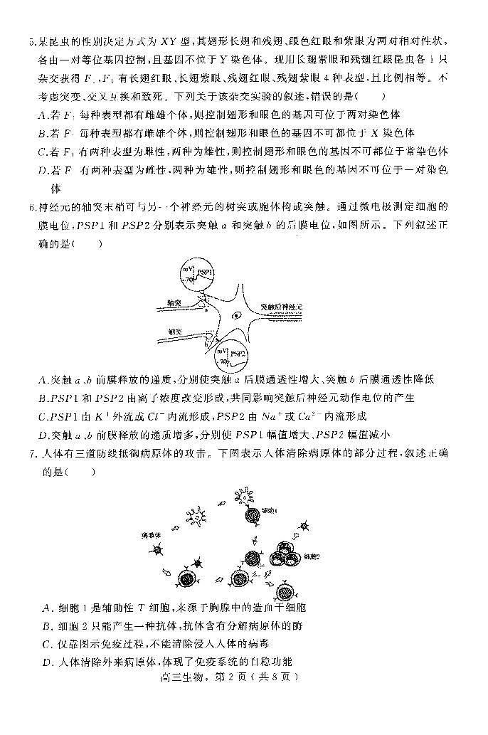 河北省石家庄市辛集市2023-2024学年高三上学期2月期末生物试题02