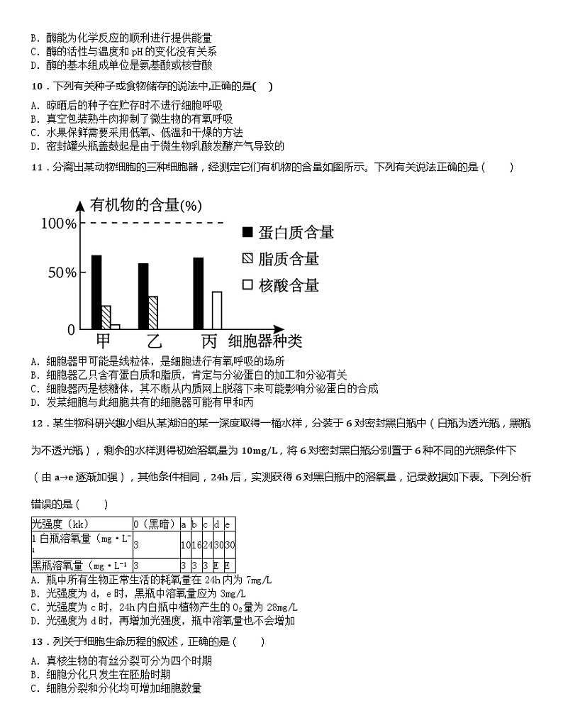 35，江苏省盐城市东台市2023-2024学年高一上学期期末模拟练习生物试题03