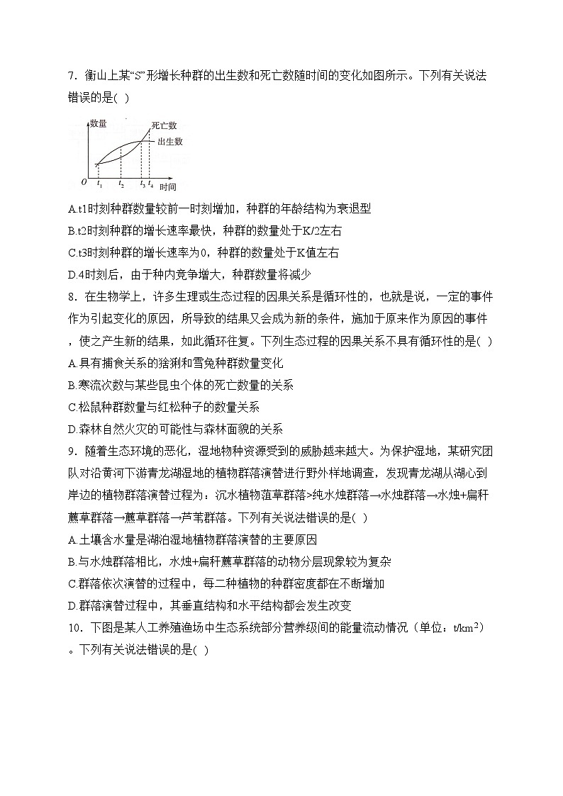 湖南省衡阳市衡阳县2023-2024学年高二上学期1月期末考试生物试卷(含答案)第3页