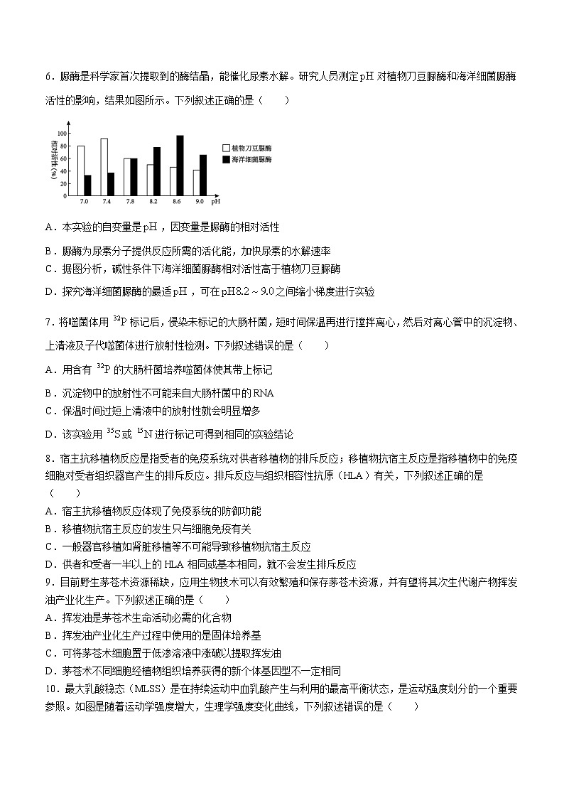 浙江省名校协作体2023-2024学年高三下学期开学适应性考试生物试题02
