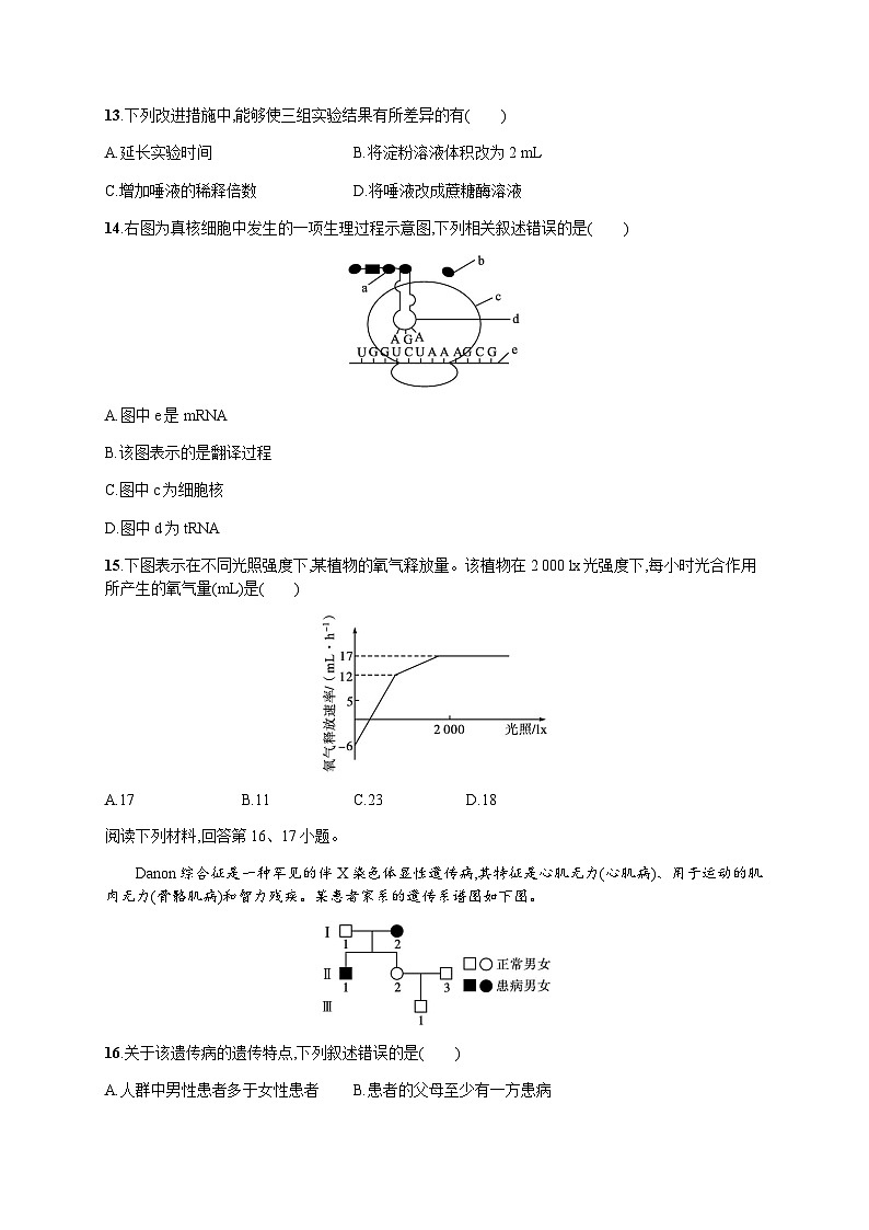 普通高中学业水平考试生物模拟卷1含答案03
