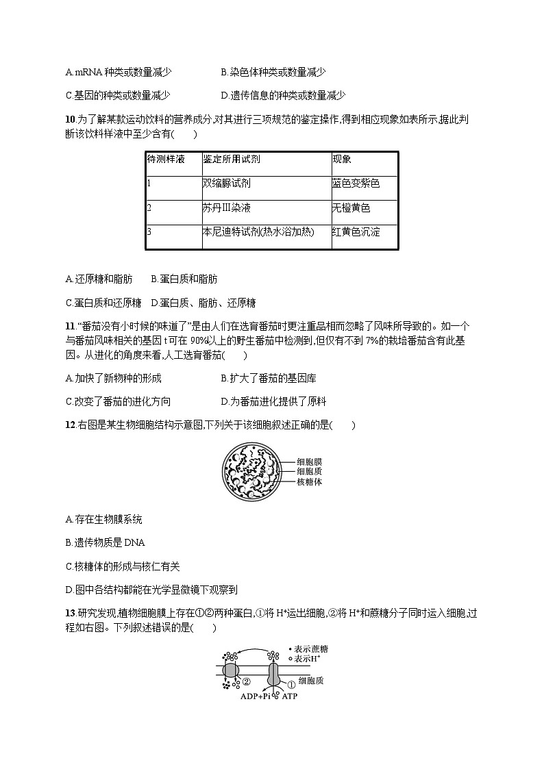 普通高中学业水平考试生物模拟卷5含答案02