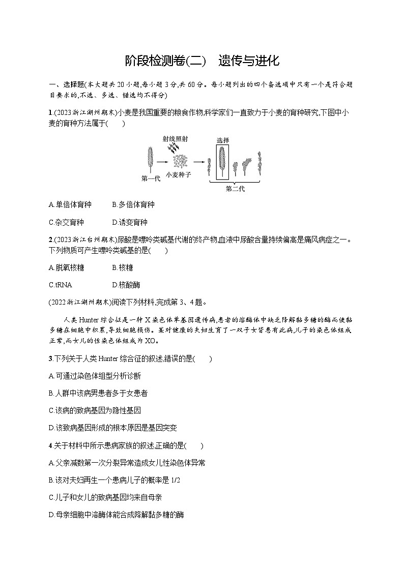 高中生物学考复习阶段检测卷2遗传与进化含答案第1页