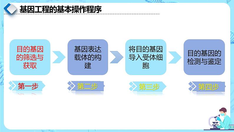 人教版）（2019）高中生物学  选择性必修三  生物技术与工程  3.2.1基因工程的步骤-目的基因的获取（第1课时）课件04