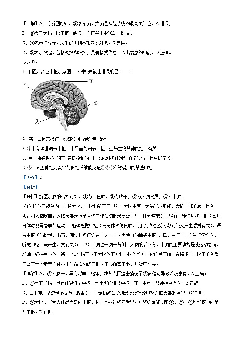 73，江苏省常州市一中2023-2024学年高二上学期期末生物试题02