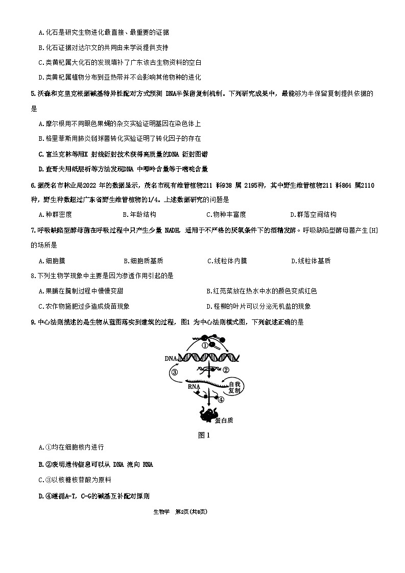 77，2024届广东省茂名市高三一模生物试题02
