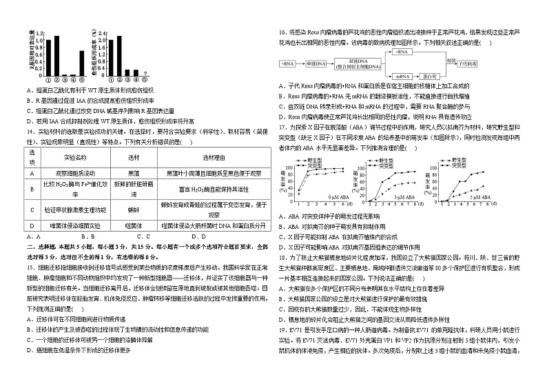 187，江苏省镇江市一中2023-2024学年高三上学期1月阶段检测生物试题03