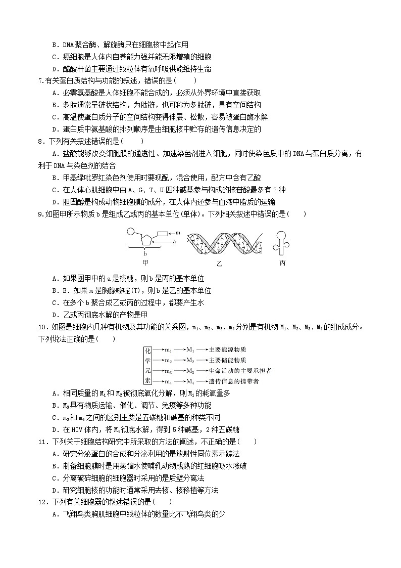 甘肃省天水市甘谷县2023_2024高三生物上学期10月月考试题02