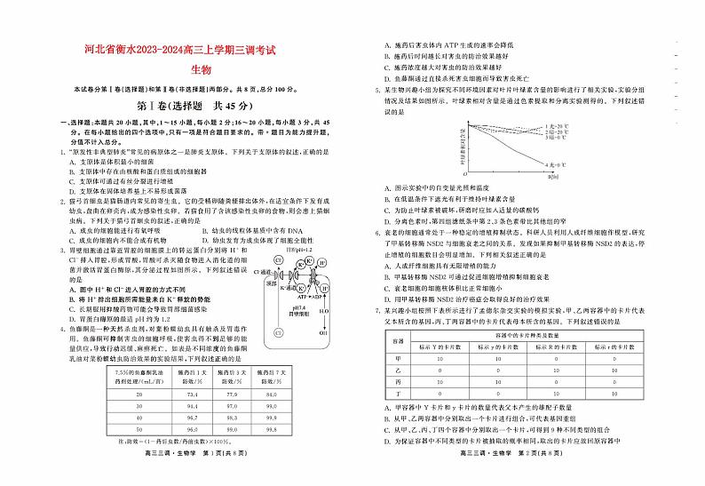 河北省衡水2023_2024高三生物上学期三调考试试题01
