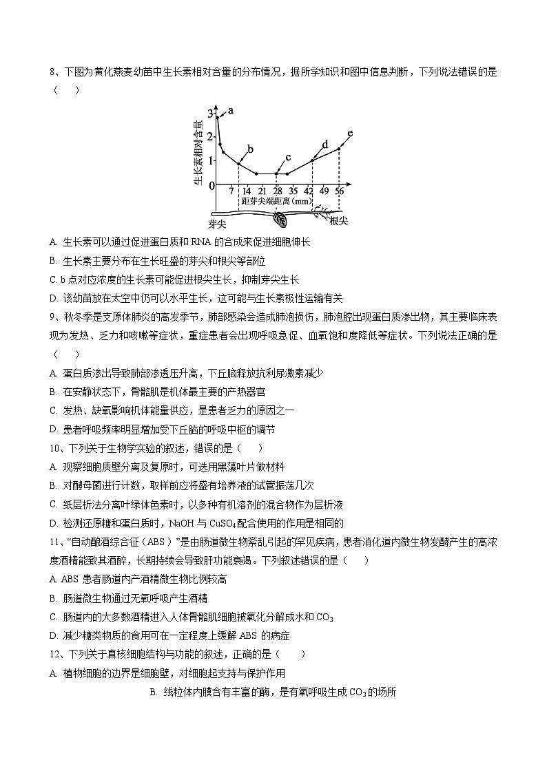 【开学摸底考】高三生物（湖北专用）-2023-2024学年高中下学期开学摸底考试卷.zip03