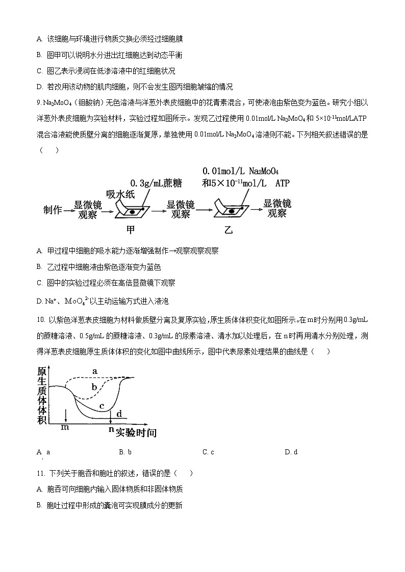 2024安徽省皖北六校高一上学期期末联考试题生物含解析03
