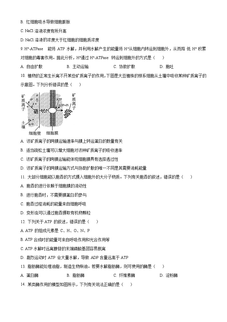 山西省忻州市2023-2024学年高一上学期1月期末考试生物试卷（Word版附解析）03