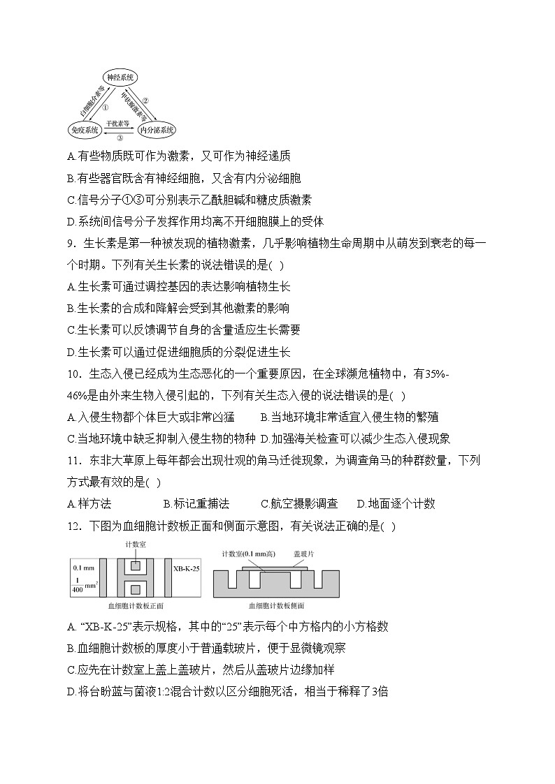江苏省兴化中学2022-2023学年高二上学期期末考试生物试卷(含答案)03