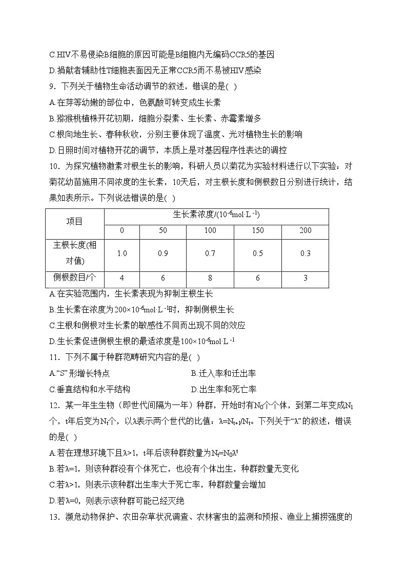 辽宁省抚顺市六校2023-2024学年高二上学期期末考试生物试卷(含答案)03