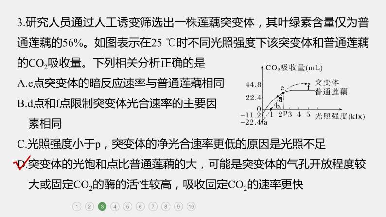 第一篇　主题一　专题(四)　专题强化练B 光合作用和细胞呼吸B 2024年高考生物二轮复习课件+讲义07