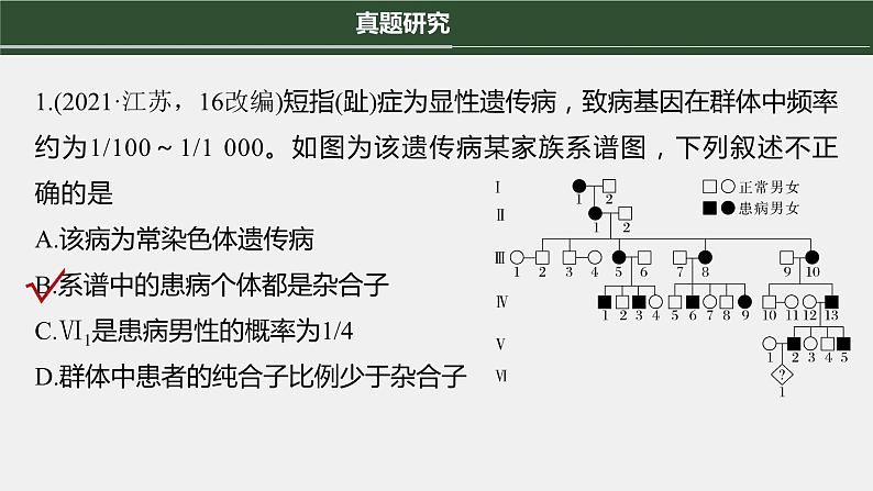 第一篇　主题二　专题(六)　命题点2　伴性遗传与人类遗传病第8页