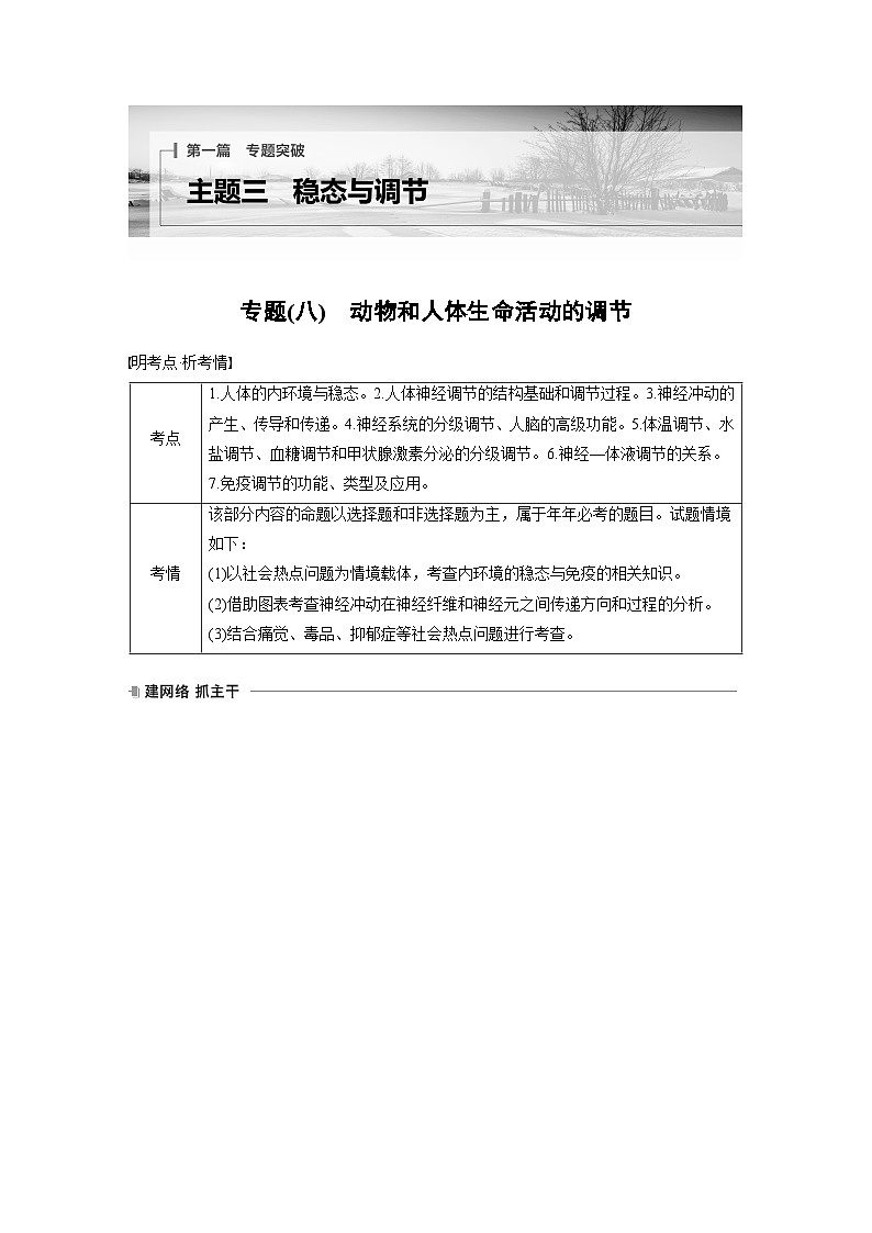 第一篇　主题三　专题(八)　命题点1　内环境的稳态及调节（教师版）第1页