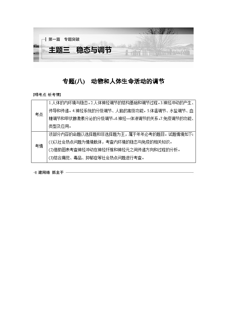 第一篇　主题三　专题(八)　命题点1　内环境的稳态及调节第1页