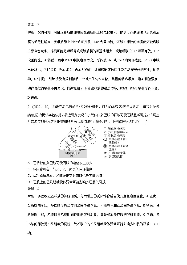 第一篇　主题三　专题(八)　命题点2　神经调节（教师版）第3页
