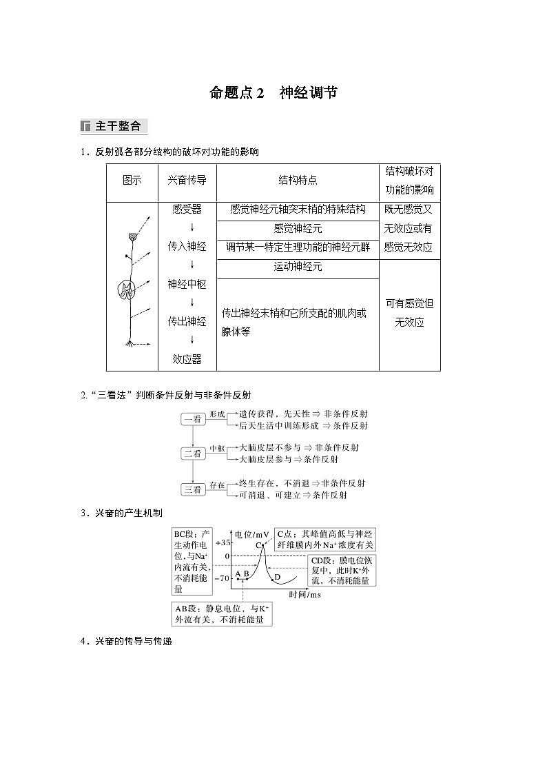 第一篇　主题三　专题(八)　命题点2　神经调节第1页