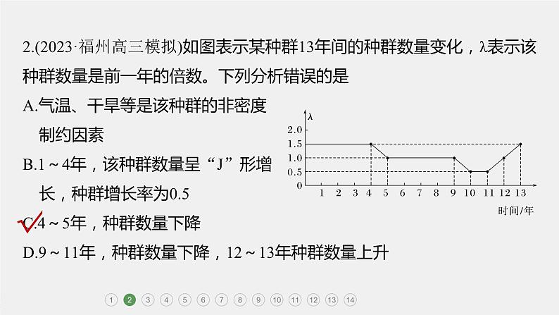 第一篇　主题四　专题(十)　专题强化练 种群和群落 2024年高考生物二轮复习课件+讲义04