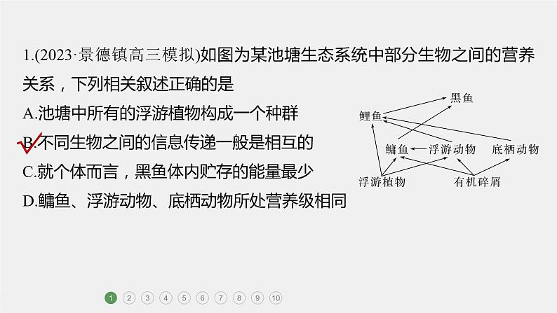 第一篇　主题四　专题(十一)　专题强化练 生态系统和生态环境的保护 2024年高考生物二轮复习课件+讲义02