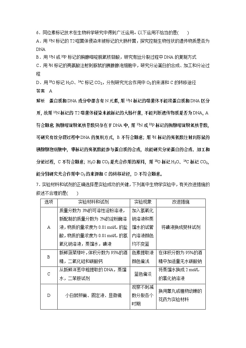 第一篇　主题六　专题(十四)　专题强化练 实验与探究 2024年高考生物二轮复习课件+讲义03