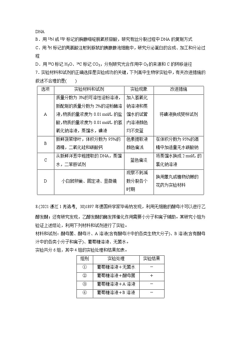 第一篇　主题六　专题(十四)　专题强化练 实验与探究 2024年高考生物二轮复习课件+讲义02