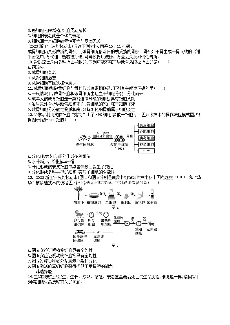 2024高考生物基础知识复习优化集训试题8细胞分化癌变衰老及凋亡02
