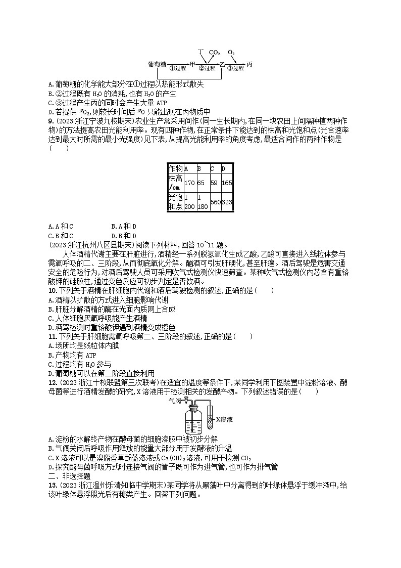 2024高考生物基础知识复习优化集训试题5细胞呼吸与光合作用第2页