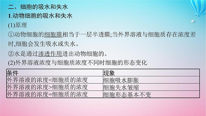 2024高考生物基础知识复习专题突破4物质出入细胞的方式课件第6页