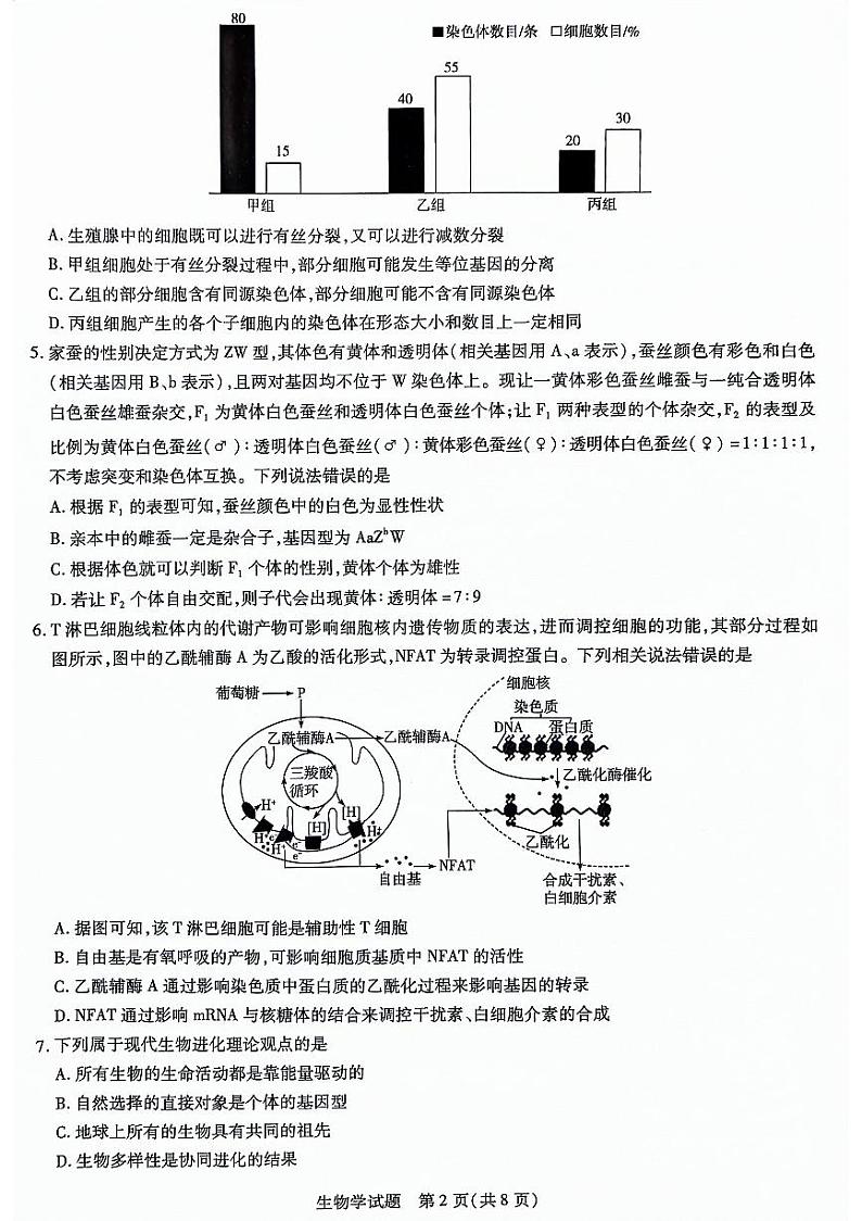 山东省齐鲁名校联盟2023-2024学年高三下学期开学质量检测 生物第2页