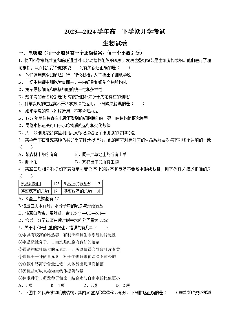 06，江西省抚州市南城一中2023—2024学年高一下学期开学考试生物试题()第1页