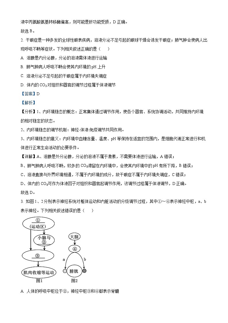 江西省部分学校2023-2024学年高二上学期1月期末生物试题（Word版附解析）02