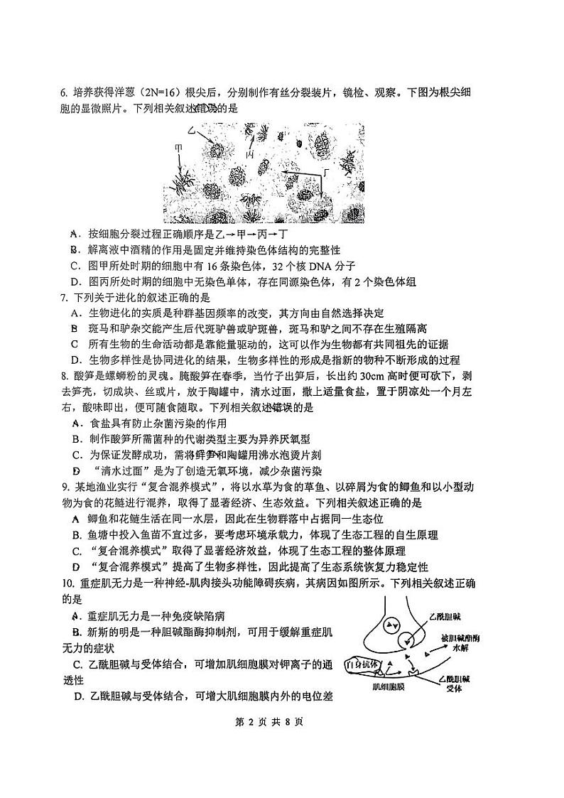 江苏省淮阴中学2023-2024学年高三下学期2月期初生物试题第2页
