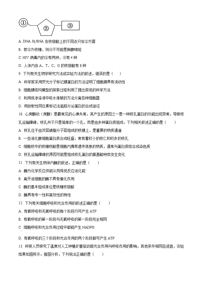 安徽省蚌埠市2023-2024学年高一1月期末生物试题（原卷版）第3页