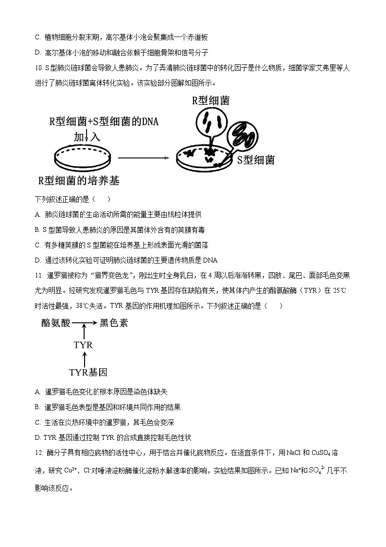 浙江省杭州市萧山区等5地2023-2024学年高二上学期1月期末联考生物试题（Word版附解析）03