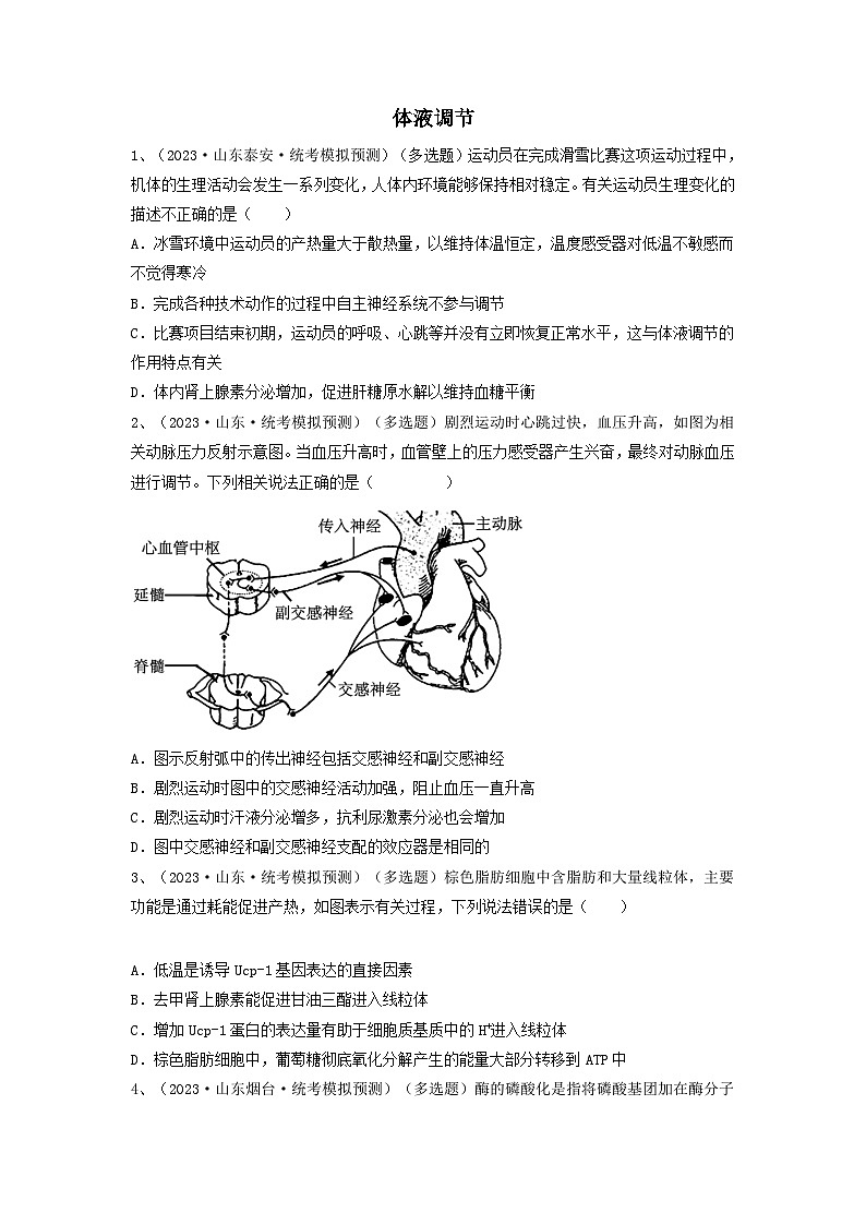 高考生物一轮复习串讲精练（新高考专用）专题25 体液调节（精练）（原卷版+解析）第1页