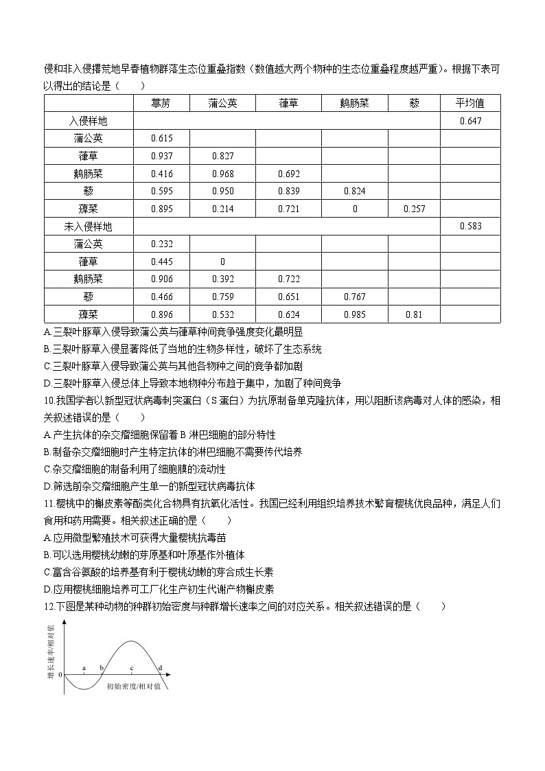 江苏省南通市海安市2023-2024学年高三下学期开学生物试题03