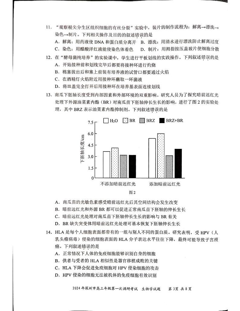 2024届深圳市生物试题-高三第一次调研考试03