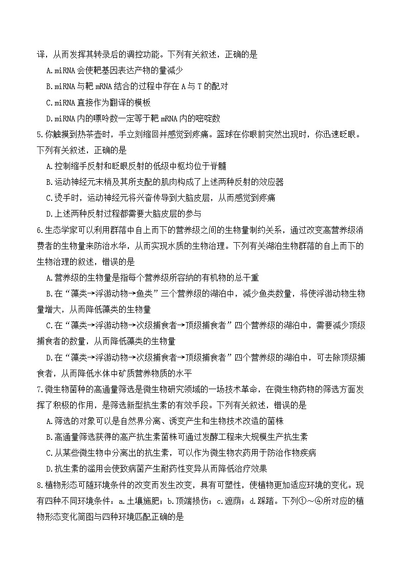 2024届东北三省三校高三下学期第一次联合考试（一模）生物试题及答案02
