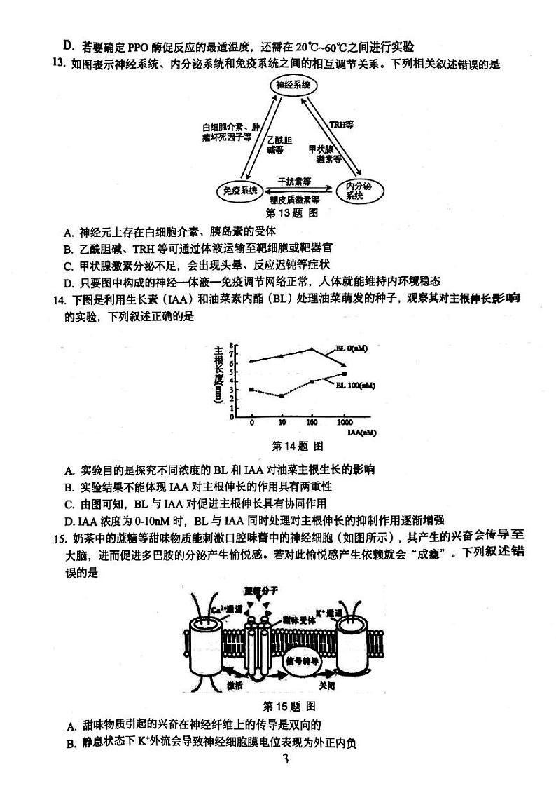 浙江省名校协作体2023-2024学年高二下学期2月月考生物试卷（PDF版附答案）03