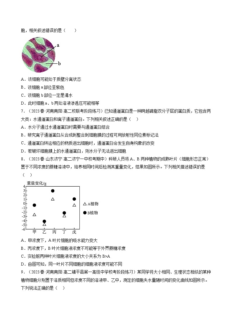最新高考生物一轮复习【讲通练透】 第7讲 物质运输（第1课时 水进出细胞的原理）（练透）03