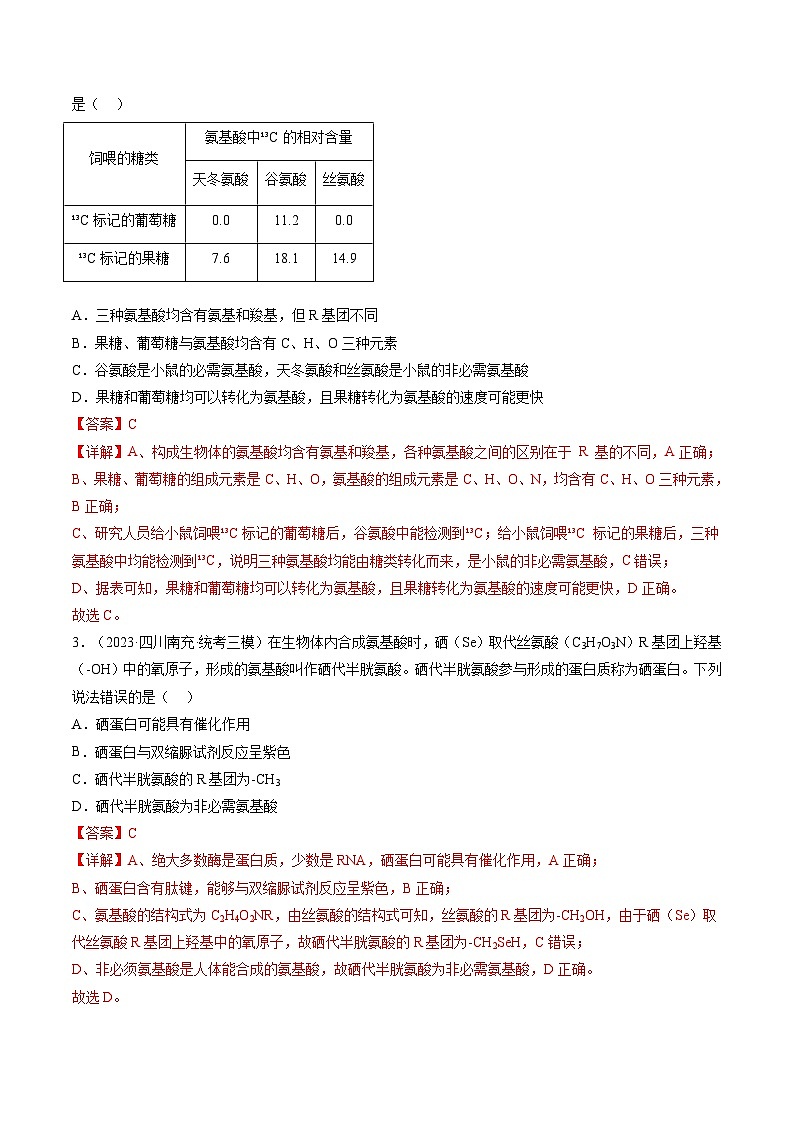 第4讲 细胞中的蛋白质和核酸（练习）（解析版）第2页