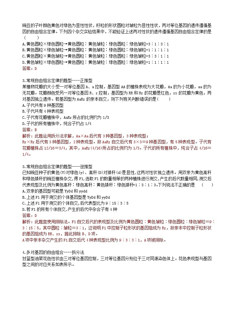 最新高考生物一轮复习【讲通练透】 第17.2讲 基因的自由组合定律相关题型（讲义）03