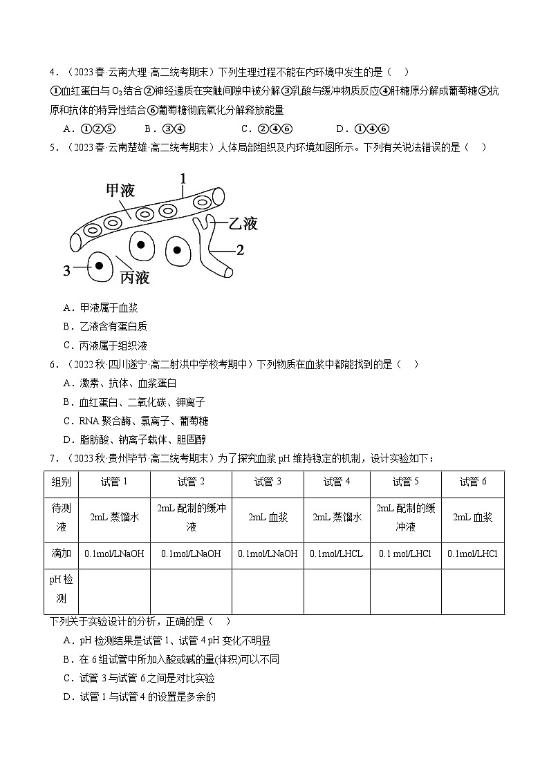 第25讲 内环境与稳态（练习）（原卷版）第2页
