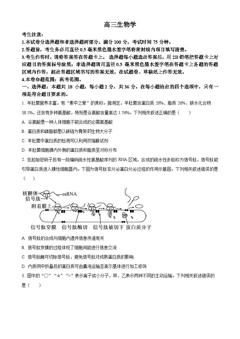 2024湖北省部分学校高三下学期2月开学考试生物试卷含解析01