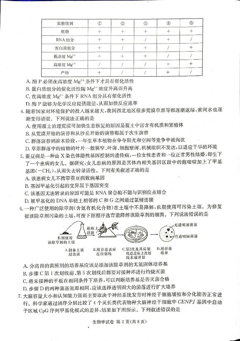 2024湖南省新高考教学教研联盟高三下学期第一次联考试题生物PDF版含解析02